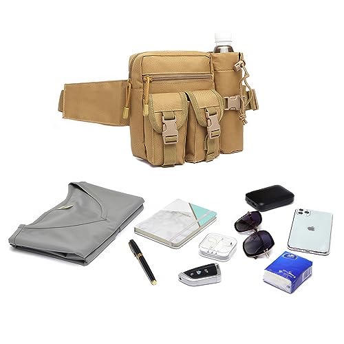 Piscorush Tactical Waist Pack with Water Bottle Holder Versatile and Waterproof Military Fanny Pack Utility Belt for Outdo...