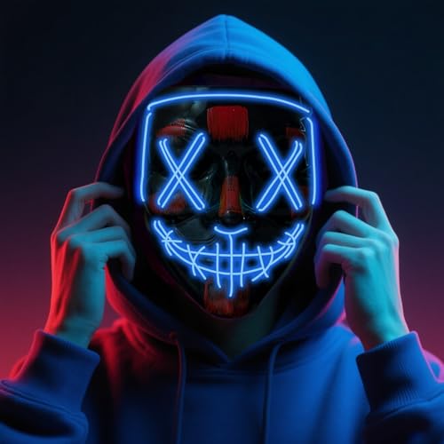 Halloween LED Light-Up Mask | Scary Glowing Design for Cosplay, Costume Parties, Masquerade & Carnival (Ideal Gift)