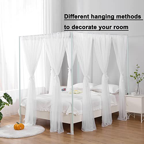WANFASO White Canopy Bed Curtain for Queen Bed, Soft Sheer Bed Canopy Scarf for Girls Adults (Queen, White)