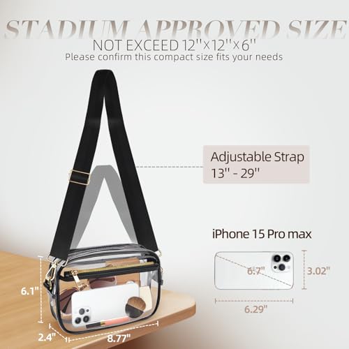 Aodotx Clear Bag Stadium Approved, Clear Crossbody Bag Purses for women for Concert, Sports, Festivals