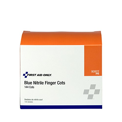 First Aid Only 90922 Blue Nitrile Finger Cots, Disposable Rubber Finger Protectors for Offices, Kitchens, Home, and More, ...