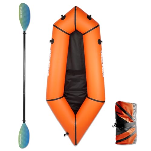 WONITAGO TPU Packraft Portable and Lightweight with Adjustable Carbon Fiber Kayak Paddle, 210 cm Orange