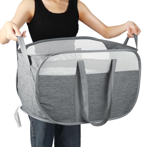 Collapsible Laundry Baskets, Tear Proof Pop Up Laundry Hamper with Dual Handles, Durable Foldable Laundry Basket, Easy to ...