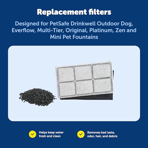 PetSafe Drinkwell Replacement Carbon Filters - Activated Carbon Cat Water Fountain Filter for Clean & Fresh Water & Better...