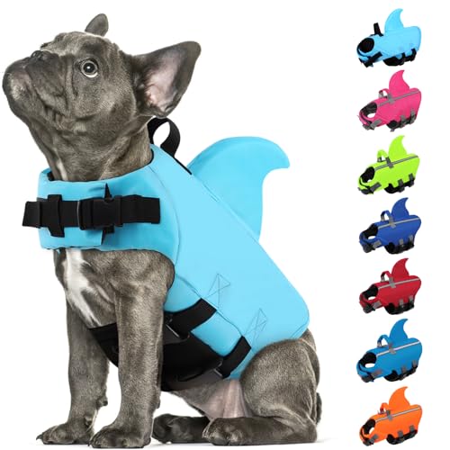 SUNFURA Dog Life Jacket Shark Life Vest for Dogs, Adjustable Swmming Vest with High Buoyancy, Safety Lifesaver with Rescue...