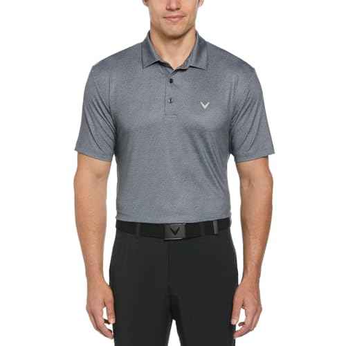 Callaway Men's Swing Tech Ventilated Short Sleeve Golf Polo Shirt, Moisture-Wicking, Textured Ventilated Fabric
