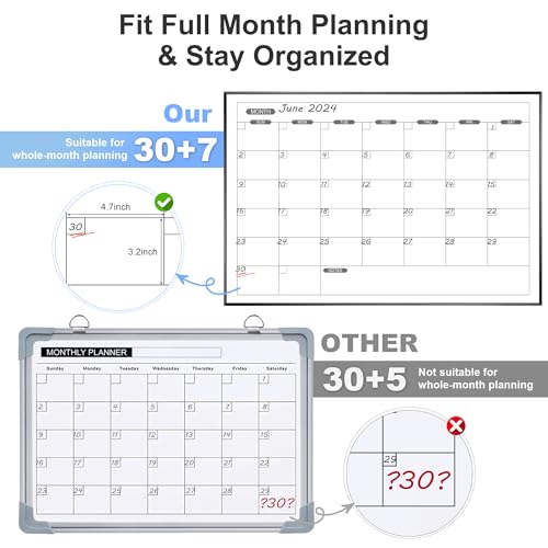 ARCOBIS Dry Erase Calendar for Wall, 36" x 24" Magnetic Monthly White Board Calendar Dry Erase and Small WhiteBoard with S...