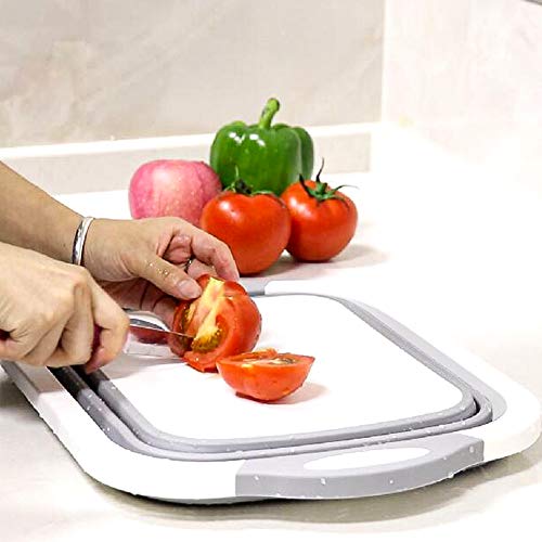 QiMH Collapsible Cutting Board - Foldable Multi-function Dish Tub - Washing and Draining Veggies Fruits Food Grade Sink St...