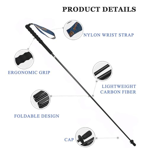Ultra light hiking poles, collapsible, set of 2, ultra light carbon fibre, hiking poles with moisture absorbing handle, wi...