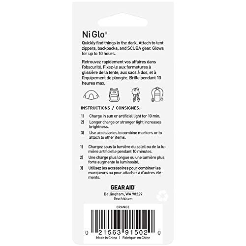 GEAR AID Ni Glo 2” UV Rechargeable Glowing Keychain – Multi-Purpose Glow-in-the-Dark Accessory for Camping
