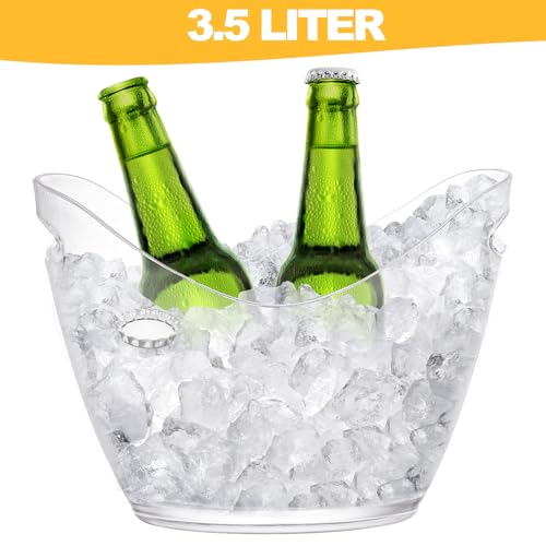 Yesland Ice Bucket, Clear Acrylic 3.5 Liter Storage Tub, Beer Bucket Beverage Chiller Bin for 2 Wine, Champagne Bottles, B...