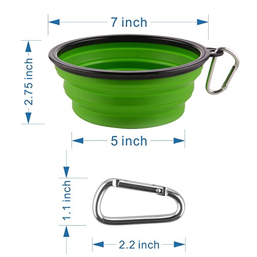 Large Collapsible Dog Bowls, 34oz Portable Foldable Travel Water Bowl Food Dishes with Carabiner Clip for Traveling, Hikin...