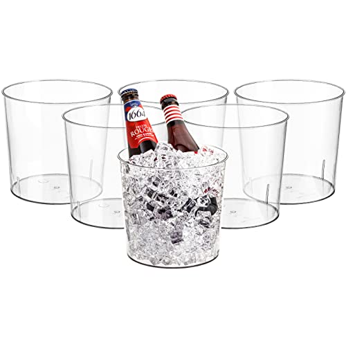 Kingrol 6 Pack Clear Flower Vases, 3 Quart Plastic Ice Buckets for Chilling Beer, Wine, Champagne, Multipurpose Buckets fo...