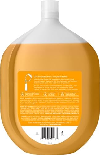 Method Gel Dish Soap, Refill, Clementine, Recylable Bottle, Biodegradable formula, 54 Fl Oz (Pack of 2)