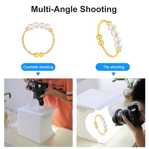 PULUZ Mini Light Box, 9" Photography Table Top Light Box 20 LED Portable Photo Studio Shooting Tent with 2 Kinds Color Bac...