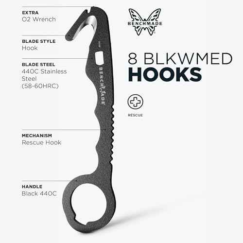Benchmade Medical Rescue Hook with Oxygen Wrench, Syringe Popper, and Black Soft Sheath