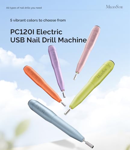 MelodySusie Pen-Shaped Portable USB Nail Drill, PC120I 20000RPM Electric Nail File with Compact Design for All Nail Care, ...