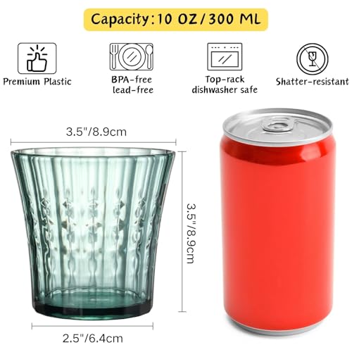 AVLA 12 Pack Plastic Water Tumblers, 10 OZ Unbreakable Acrylic Drinking Glasses, Transparent Reusable Juice Wine Cup, BPA-...