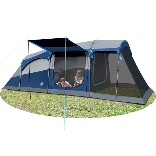 TIMBER RIDGE 8 Person Family Camping Tent with Screen Room, Double Layer Waterproof Weather Resistant Big Tunnel Tent with...