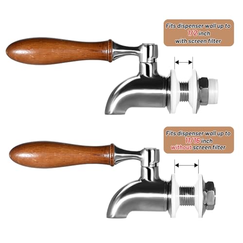 Wongblee 2-Pack Stainless Steel Beverage Dispenser Replacement Spigot for Glass Jar, Water Jug, Fits 5/8 inch Opening, Pol...