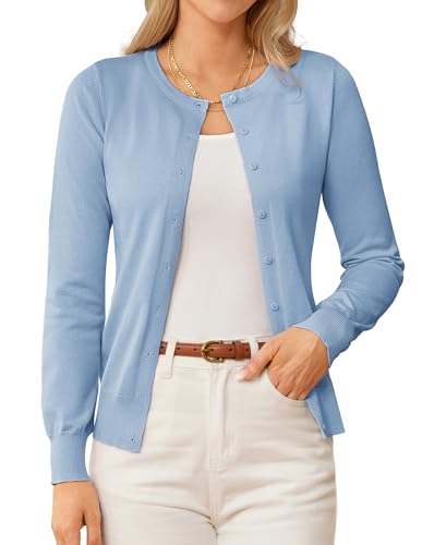 GRACE KARIN Women's Classic Long Sleeve Knit Cardigan Sweaters Casual Open Front Button Down Cardigans S-3XL