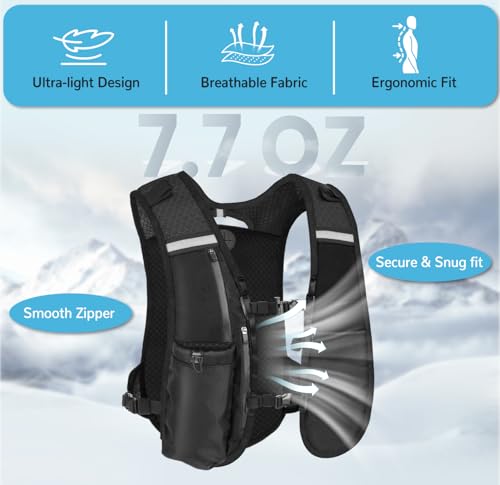 Hydration Backpack with 2L Water Bladder, Lightweight Running Vest for Women Men, Adjustable Straps, Multi-Pocket Water ba...