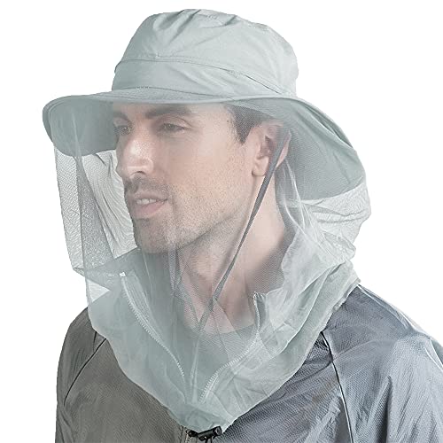 Peicees 2Pcs Head Net Hats for Men Women Adventure Fishing Hat Safari Hat for Hunting Camping Hiking, Light Gray and Dark ...