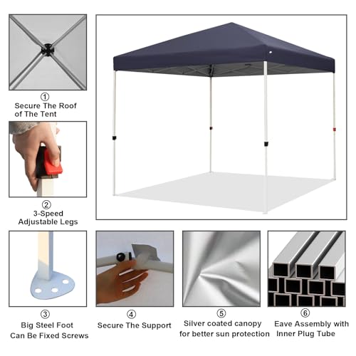 Northroad 8X8 FT Pop Up Canopy, Outdoor Instant Canopy Tent w/Carrying Bag, Portable Gazebo Shelter for Wedding Party,Comm...