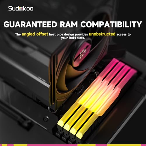 Sudokoo Sudokoo SK700V AM5 CPU Cooler, AM5 Exclusive, Digital Display, 7 Heatpipes CPU Air Cooler, Single Tower, 120mm FDB...