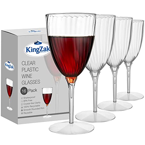 Lillian Tablesettings Premium 16 Count Wine Glasses 8 oz. Clear Hard Plastic 1-Piece Disposable Cups
