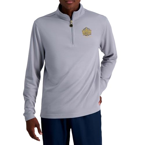 Haggar Pro Football Hall of Fame Mock Neck Ribbed Quarter Zip Pullover