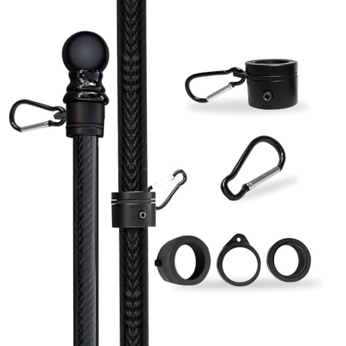(Pack 1) - 5’ Foot Premium Tangle-Free Carbon-Fiber Flag Pole with 2 Flag Rings, Ideal for Trucks, Vehicles, or SUVs, Perf...