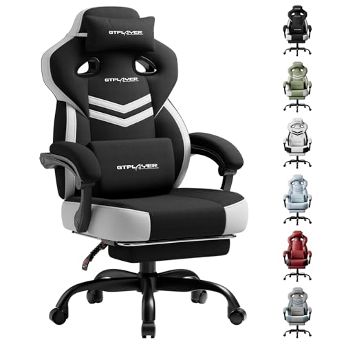 GTPLAYER Gaming Chair, Computer Chair with Footrest and Lumbar Support for Adults, 360°-Swivel Big & Tall Reclining Seat f...