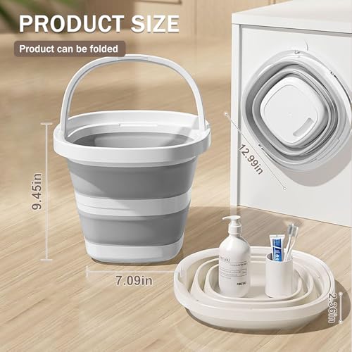 2-Pack Collapsible Buckets (2.6 Gallon/10L) - Foldable Rectangular Design with Handles, Space-Saving for RV, Camping, Car ...