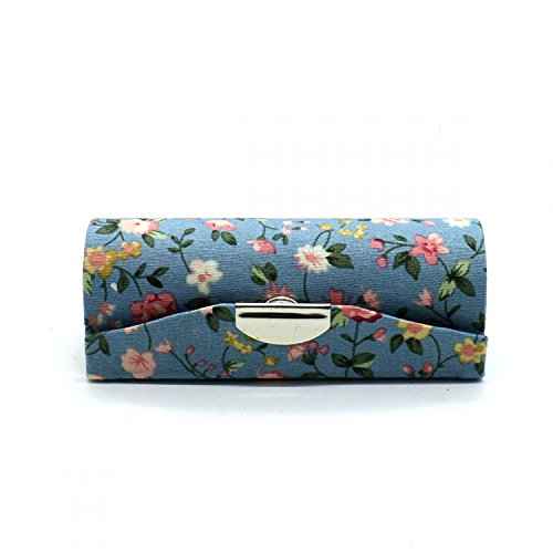 SenseYo 4 Pcs Ladies Floral Lipstick Case Holder with Mirror, Cosmetic Storage Kit Makeup Travel Cases Organizer Bag for Purse