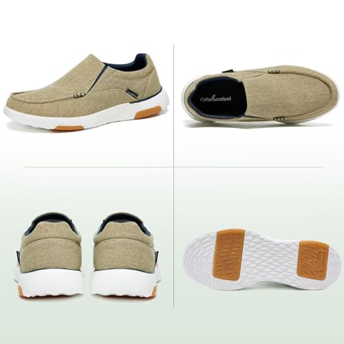 OrthoComfoot Men's Orthopedic Comfortable Slip-On Shoes with Arch Support, Orthotic Loafers for Plantar Fasciitis, Canvas ...