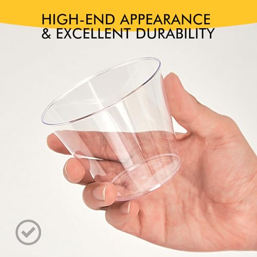 RACETOP 200 Pack 9 oz Clear Plastic Cups for Party, Disposable Clear Cup, Disposable Cups, Wine Glasses Cups, Plastic Cock...