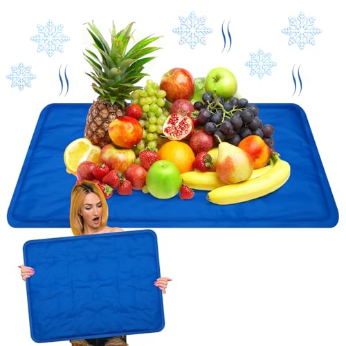 Reallnaive 2 Pcs Reusable Freezable Ice Mat for Buffet Table Chilled Serving Tray Party 19.69 x 15.75 Inches Charcuterie C...