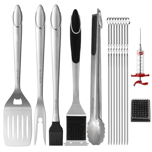 BBQ Tools Grill Tools Set, 15PCS Heavy-Duty Stainless Steel Grill Tools Grilling Accessories, 18 Inches Grill Accessories ...