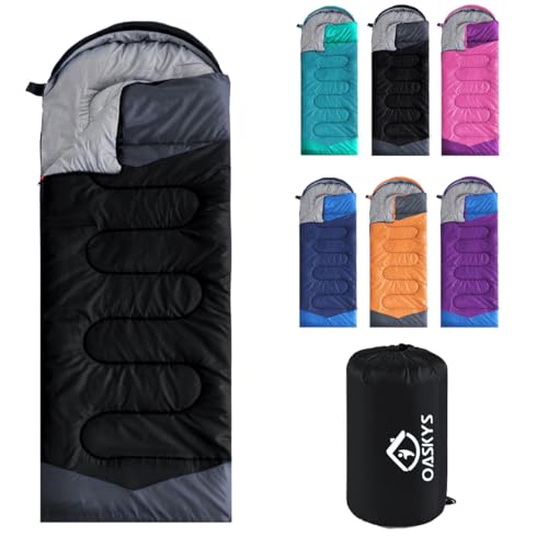 oaskys Camping Sleeping Bag - 3 Season Warm & Cool Weather - Summer Spring Fall Lightweight Waterproof for Adults Kids - C...