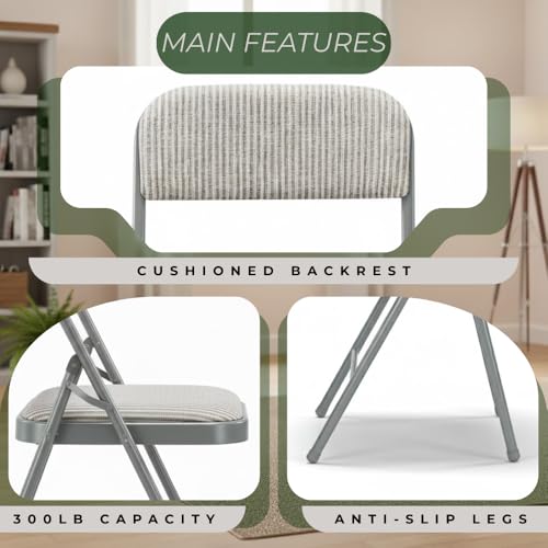 Amazing for less Pack of 2 (Fabric/Vinyl) Steel Frame Metal Foam Padded Folding Chairs (Black, Gray, White) (2-Pack - Fabr...