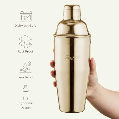 KITESSENSU Cocktail Shaker Set, Stainless Steel Bartending Kit with 25 Ounce Cocktail Shaker with Built in Drink Strainer,...