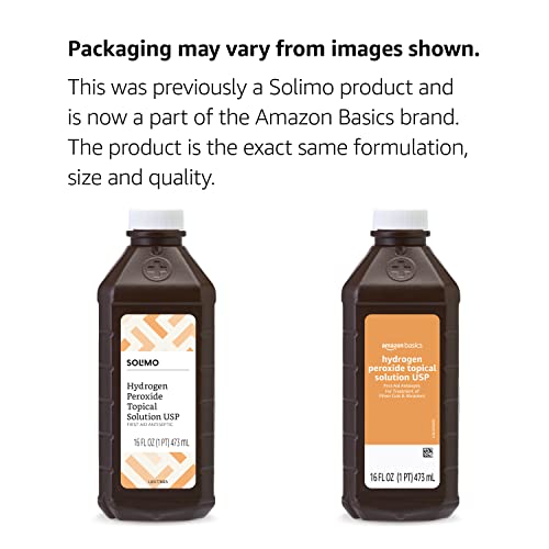 Amazon Basics Hydrogen Peroxide Topical Solution USP, First Aid Antiseptic for Cuts, Scrapes and Wound Disinfection, 16 fl...