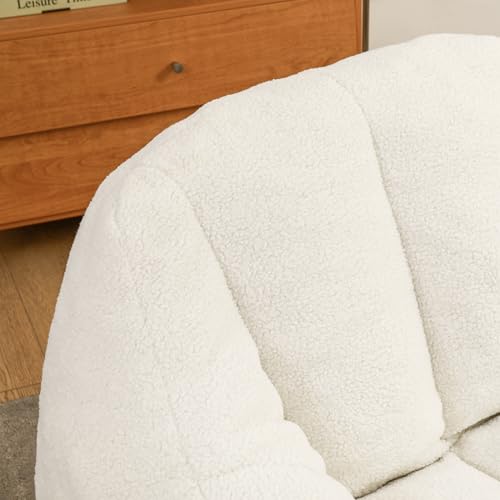 hausway Bean Bag Chair, Comfy Bean Bag Sofa with Tufted Soft Stuffed Filling, Fluffy Bean Bag Chair with Memory Foam,Stuffed Floor Sofa for Dorm, Apartment, Living Room (White)