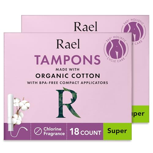 Rael Tampons, Compact Applicator - Made with Organic Cotton, Heavy Absorbency, BPA-Free, Chlorine Free, Leak Locker Techno...