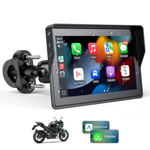 WonVon 5 Inch Motorcycle Carplay GPS Navigation System with Apple Carplay and Android Auto Portable Screen with Dual Bluet...