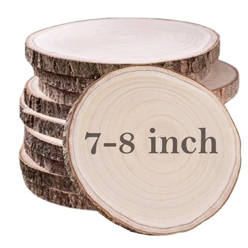10 Pcs Natural Paulownia Wood Slices 7-8 Inches,Wood Slices for Centerpieces Table Decorations,Unfinished Rounds Wood for ...