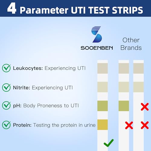 4-in-1 UTI Test Strips, 50ct Full Panel Urinary Tract Infection Test Kit at Home for Women Men Kids, Urinalysis Leukocyte...