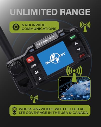 2-Pack Push-to-Talk Over Cellular (PoC) Mobile Radios with GPS SOS - 4G LTE Nationwide PTT Unlimited Range License-Free fo...
