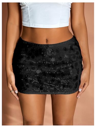 Floerns Women's Sequin Low Waist Mini Skorts Music Festival Night Out Skirt Shorts